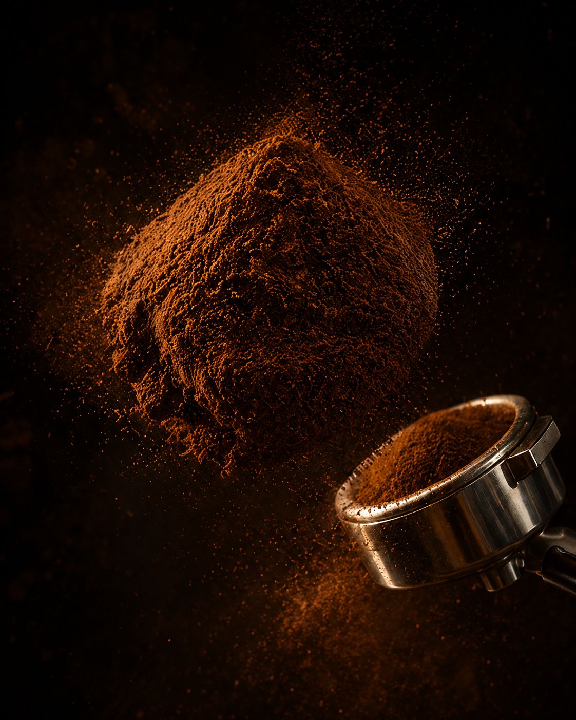 Mljevena Lavazza kava na tamnoj pozadini 